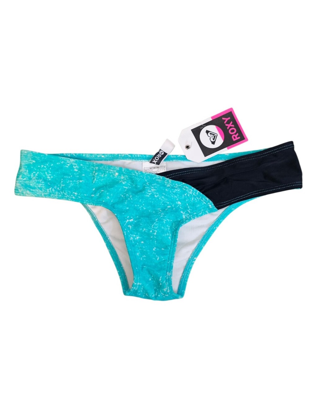 Roxy Teal Marbled With Black Detail Bikini Bottoms Size Medium NWT